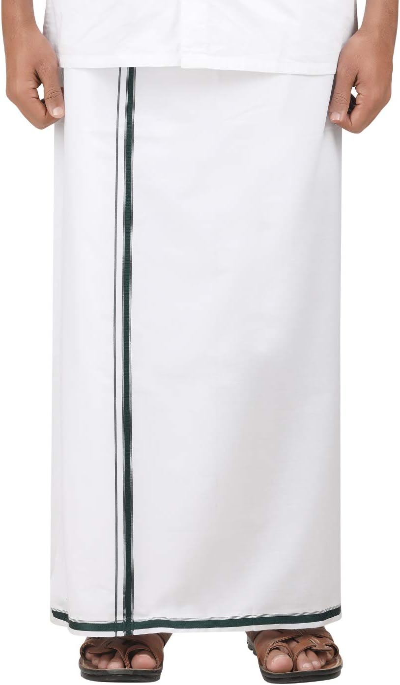 Feel Pride Men's Cotton Single White Dhoti_2 Meter