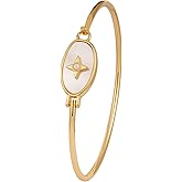 Belle Brighton Oval Shell Bangle Bracelet 18k Gold Plated Cuff Bangle Cubic Zirconia Dainty Thin Hook Bracelet for Women Ideal Jewellery Gift for Girlfriend Mother