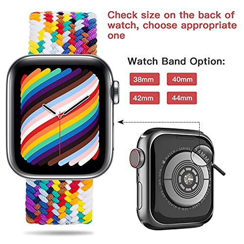 2 Pack Compatible with Apple Watch Bands 38mm 40mm 42mm 44mm for Women Men, ANDOLO Braided Elastic Solo Loop Smartwatch Bands Wristbands Replacement Strap for iWatch Series 7 6 5 4 3 2 SE