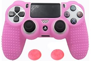 ZOMTOP PS4 Controller DualShock4 Skin Grip Anti-Slip Silicone Cover Protector Case for Sony PS4/PS4 Slim/PS4 Pro Controller with 2 Thumb Grips (Pink)