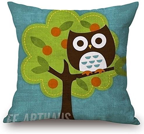 Jahosin Cushion Cover Throw Pillows Case Shell Cute Cartoon Owl , 18 X 18 Inches (Katong Owl)