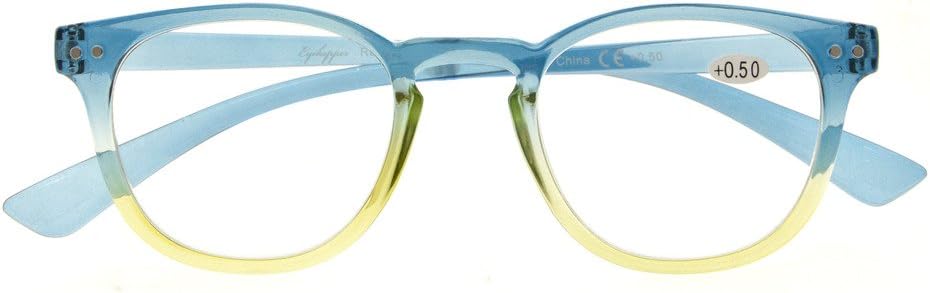 Eyekepper Fashion Readers Womens Reading Glasses (Blue-Yellow Frame, +0.50), Blue/Yellow Frame - Image 3