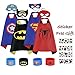 WheatleyIKV Superhero Capes and Mask, 4 Pack Cartoon Satin Capes Set with Slap Bracelets and Sticker for Kids Boys