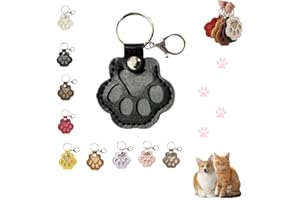 DTREELS Dog Fur Storage Keychain, Cute Leather Paw Keychain Pet Hair Keepsake Keyring, Unique Memorial Collection Key chain, Pet Memorial Gifts for Bag Purse Paw Charm Key Holder