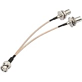 Superbat BNC Splitter Cable BNC Male to Dual BNC Female V Type BNC Adapter 50ohm 15cm(6 inches) for Camera Antenna Scanners R