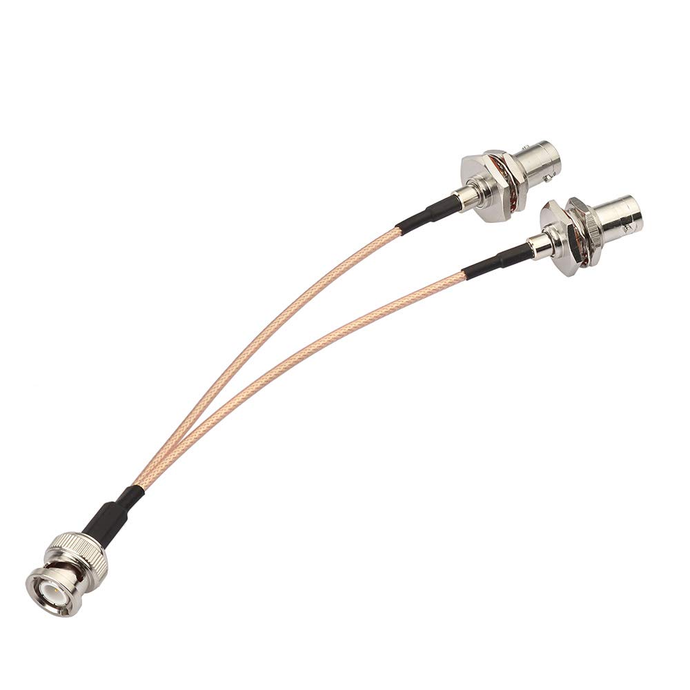 Superbat BNC Male to Dual Female Coaxial Cable Splitter 2 Way 50ohm RG316 V-Type Coax Splitter Cable for Camera Antenna Radio Scanner — image 1