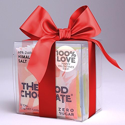 "100% Love" 6-flavor Valentine / Zero sugar / 65% Dark and 54% Milk Chocolate Gift (6-Pack of 0.4 oz Squares) (100% Love)