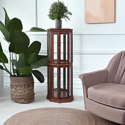BELLEZE Lighted Wooden Corner Display Curio