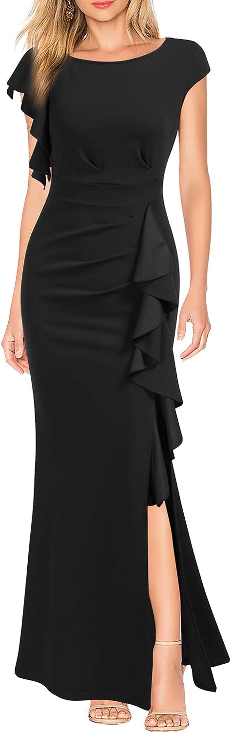 WOOSEA Women's Split Bodycon Mermaid Evening Cocktail Long Dress: Clothing