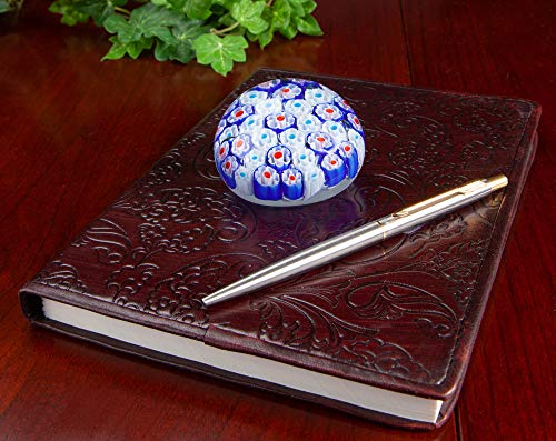 Collectible Millefiori Handmade Glass Paperweight, Beautiful Office Decor, Decorative Art Glass, Colorful Flower Paper Weight