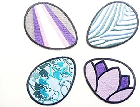 Set of 4 easter eggs patch DIY Badge Applique Embroidered Sew Iron on Patch Patches