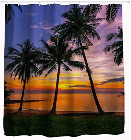 GYMNLJY Seaside Sunset 3D Digital printing Waterproof Polyester thicken shower curtains Odorless &amp; Mildew Resistant Bath Shower Shade for Bath , 180x200