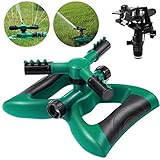 Homemaxs Lawn Sprinkler 3 Arm with Impact Sprinkler, Automatic 360 Degree Rotating, Adjustable Angle and Distance, Garden Water Sprinkler Lawn Irrigation System