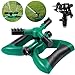 Homemaxs Lawn Sprinkler 3 Arm with Impact Sprinkler, Automatic 360 Degree Rotating, Adjustable Angle and Distance, Garden Water Sprinkler Lawn Irrigation System