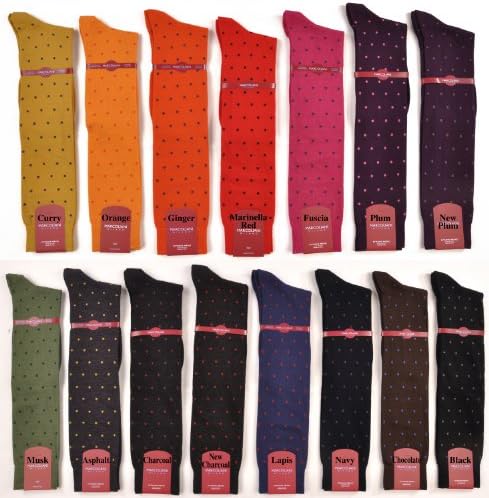 1 Pair Men's ExtraFine Merino Fun Dots OTC Italian Luxury Socks-Charcoal