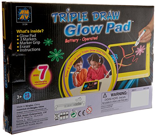 AMAV Glow Pad - Portable Hi-Tech Drawing Board for Kids Toy Tablet-Size with 7 Interchanging Blinking Colorful Lights. Children'S Light Up Coloring Board, Arts & Crafts Set. for Ages 3+