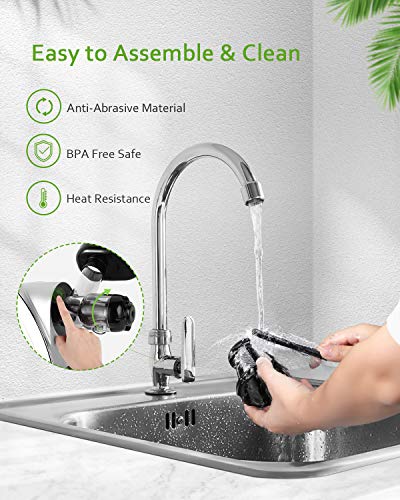Juicer Machines, Homever Slow Masticating Juicer Extractor Easy to Clean, Cold Press Juicer for All Fruit and Vegetable,BPA-Free, Quiet Motor and Reverse Function with Juice Jug & Brush, Silver