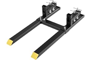 Clamp On Pallet Forks,60" 4000lbs Heavy Duty Tractor Forks for Tractor Bucket with Adjustable Stabilizer Bar, Pallet Forks fo