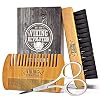 Viking Revolution Beard Comb & Beard Brush Set for Men – Natural Boar Bristle Brush and Dual Action Pear Wood Comb w…