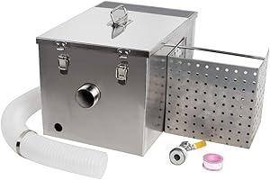 Funwill Commercial Grease Trap, Stainless Steel Grease Trap Interceptor Set with Removable Baffles for Restaurant Kitchen Wastewater - Shipping from USA