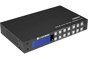 J-Tech Digital 4K 4x4 HDMI Matrix Switch HDMI2.0 4K 60Hz 4:4:4 HDR Compatible with Dolby Vision, with Audio Outputs, Display Panel, Web GUI Control, J-Tech Digital Control App [JTECH-4KM44A]
