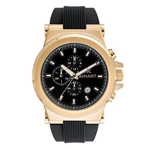 AIMANT Men's Monaco Gold with Black Silicone Strap Watch GMO-180SI1-1GB