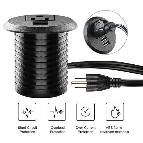 Desktop Power Grommet,2inch Hole Table Power Grommet Outlet with 2 USB