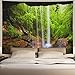 Heopapin Landscape Tapestry Mountain Cave Waterfall Tapestry Forest Trees Tapestry Nature Tapestry Tropical Jungle Tapestry Wall Hanging for Bedroom Living Room Dorm(W59.1 × H51.2)