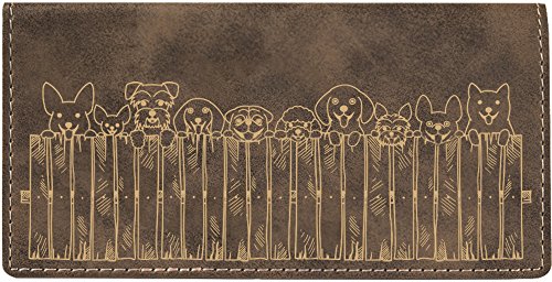 Peeking Pups Laser Engraved Leatherette Checkbook Cover
