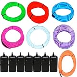 7 Pack - Jytrend 9ft Neon Light El Wire w/Battery Pack (Green, Blue, Red, Orange, Purple, White, Pink)