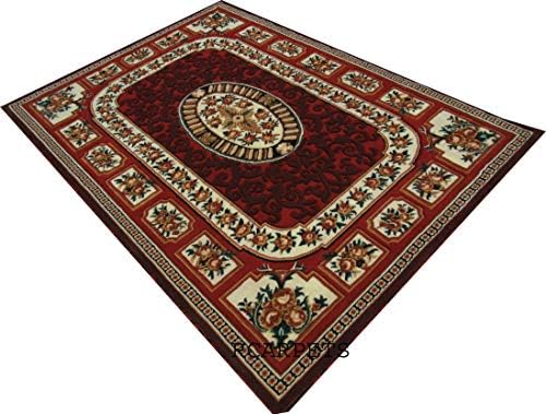Regal Carpet Carved Embossed Elegant Carpet for Living Room Bedroom (7 x 10 feet, Rust Multi)