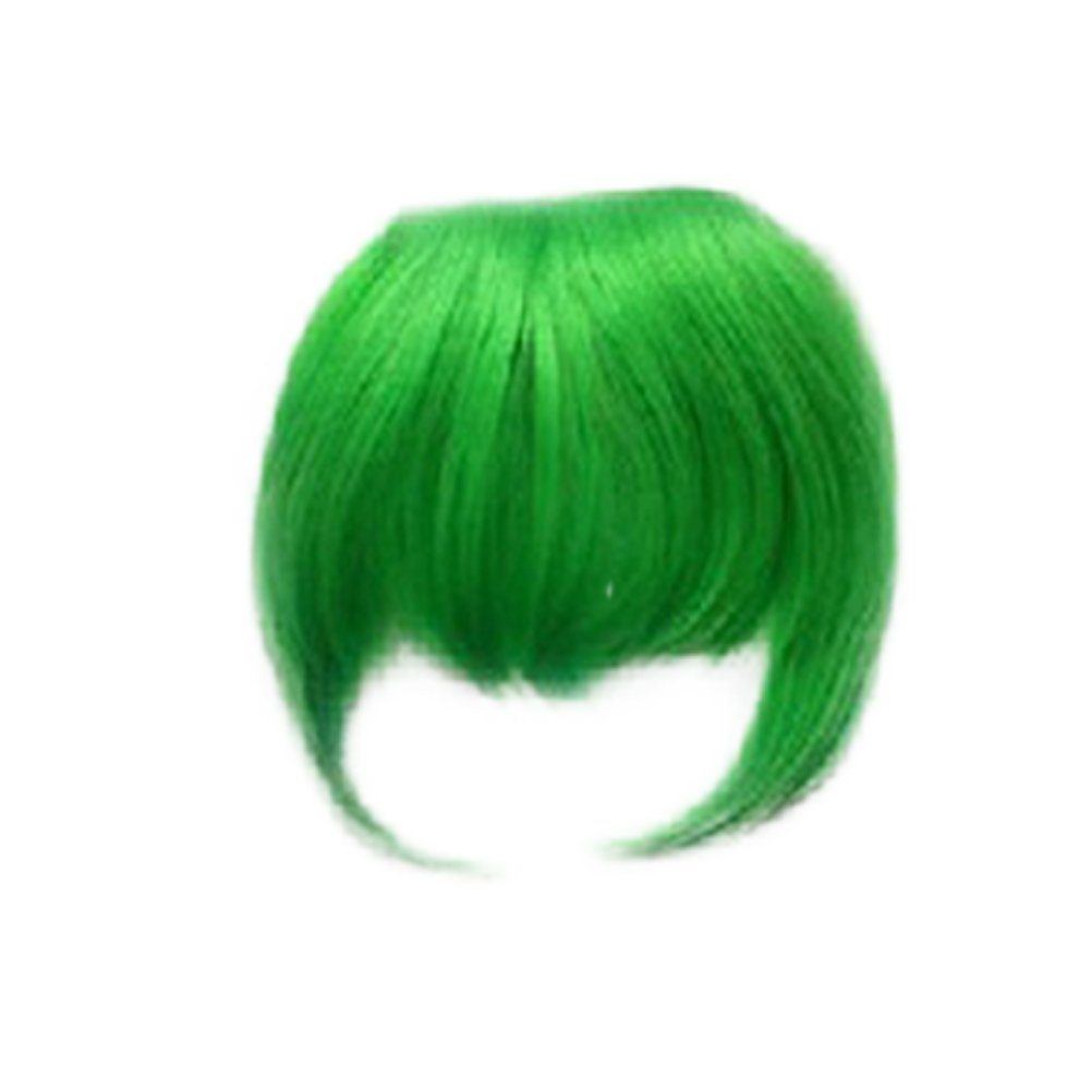 TEEMI-Clip in Bangs Extensions One Piece Straight Air Fringe Hair Piece Accessories Bangs 8 Colors Party (Green)