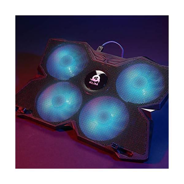 KLIM-Wind-Laptop-Cooling-Pad-The-Most-Powerful-Rapid-Action-Cooling-Fan-Laptop-Stand-with-4-Cooling-Fans-at-1200-RPM-USB-Fan-Compatible-New-2021-Version-Cyan KLIM Wind Laptop Cooling Pad - More than 500 000 units sold - NEW 2023 - The Most Powerful Rapid Action Cooling Fan…