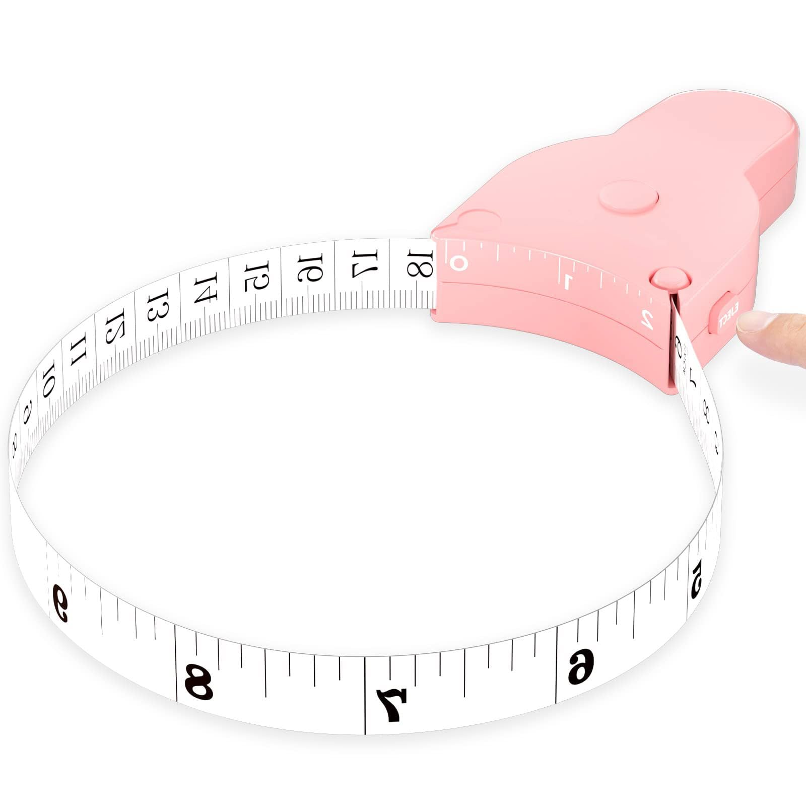 Body Measuring Tape (Clip-n-Lock, Eject Release, Retract) 150cm/60in, M2 Upgraded Self-Measuring Tape for Tracking Weight Loss, Tailoring, Handcrafts, Clothes, Pink