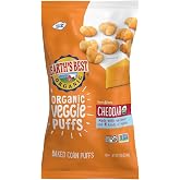 Earth's Best Organic Veggie Puffs for Toddlers 2 Years Old and Up, Cheddar Flavor, 1.55 Ounce Bag (Pack of 4)