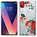 LG V30/LG V30 Plus/LG V30S ThinQ/LG V35/LG V35 ThinQ Case, SWODERS Flower Clear Design Shock Absorbing TPU + Hard PC Bumper Case Cover For LG V30/LG V30 Plus - Red