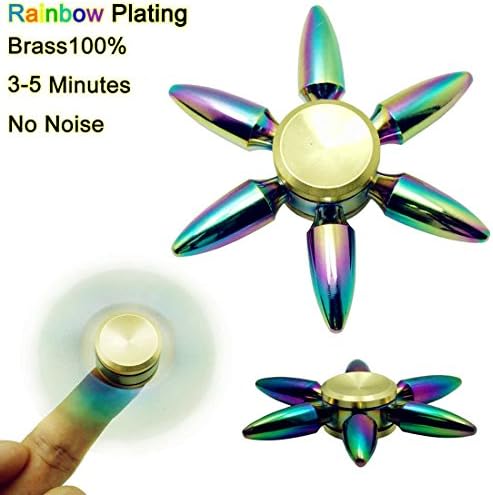Hand Spinner Fidget,Vknic Brass Metal Six Sides Rainbow Color High Speed Bearings Long Spin Time 3 - 4 Mins Stress Reducer EDC Fidget Spinner Toy for ADD ADHD Anxiety and Autism Adult Kids