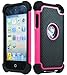 iPod Touch 4 Case, Bastex Hybrid Slim Fit Black Rubber Silicone Cover Hard Plastic Hot Pink & Black Shock Case for Apple iPod Touch 4, 4th Generation