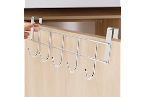 Over-The-Door Hanger, Space-Efficient Coat and Towel Rack Featuring Five Hooks, Easy to Install, Sturdy, and Resistant to Rus