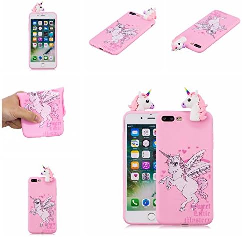 iPhone 7 Plus Case, iPhone 8 Plus Case, Tznzxm Funny 3D Cartoon Animal Character Design Shockproof Lovely Soft Silicone Rubber Non-Slip Back Case Protective Cover for iPhone 7 Plus / 8 Plus Unicorn