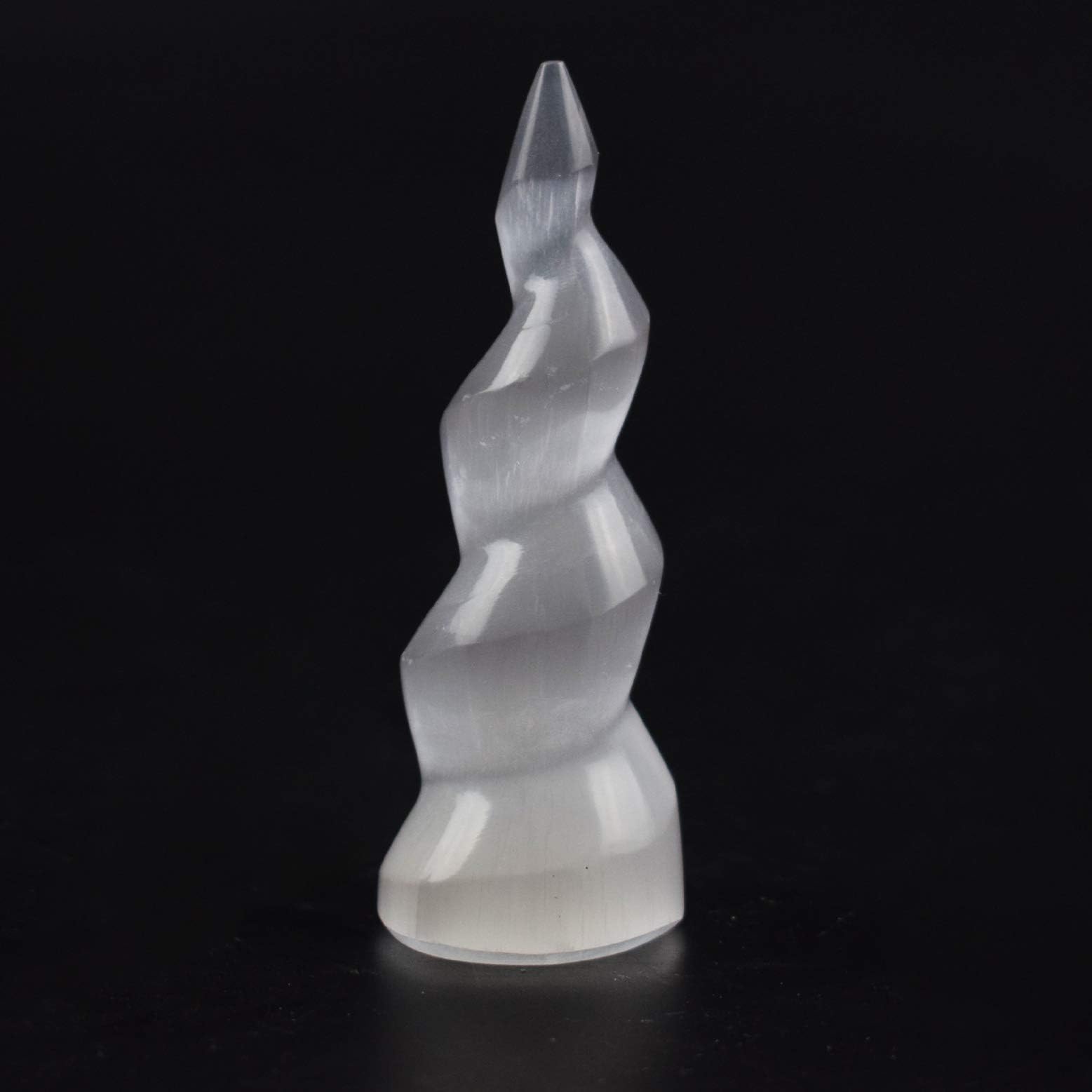 3.5'' Spiral Selenite Unicorn Horn Torch Tower Crystal Wand White Natural Stone Healing Rock Energy Reiki Chakra Gemstone Tower