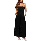 CUPSHE Womens Jumpsuit,Straight Neck Sleeveless Smocked Waist Wide Leg Outfit Casual Dressy for Summer Vacation Beach