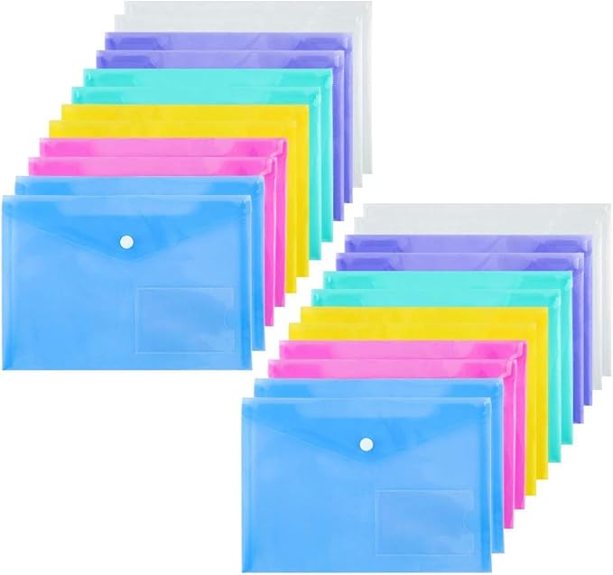 upain A5 Popper Wallet 24 Pieces Plastic Wallets Folders Files Document