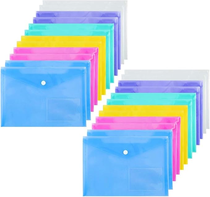 6pcs A4 High-Capacity Loose-Leaf File Bags With 11-Hole Binding Rings,Expandable Button And Label Pocket Folders School