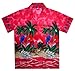 Funky Hawaiian Shirt For Men Short Sleeve Front-Pocket Parrot Palm Pink