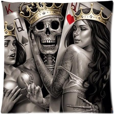 Playing cards King and Queen Pillow Cases Cover 18x18 inch Cushion Case (Two sides)