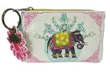 Papaya Art Festival Lucky Elephant Art Design Oil Cloth Keychain Coin Purse