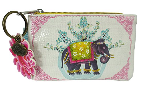 Papaya Art Festival Lucky Elephant Art Design Oil Cloth Keychain Coin Purse