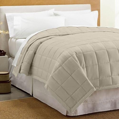 Aeolus Down Luxury Alternative Blanket with Plush Reverse, Full/Queen, Khaki