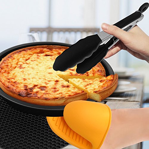 Universal Air Fryer Accessories 7 Inch Pizza Pan Cake Barrel Skewer Rack Silicone Mat Kitchen Tong Metal Holder Toast Rack Pinch Mitts Fit All 3.7QT/5.3QT/5.8QT By EBIGIC